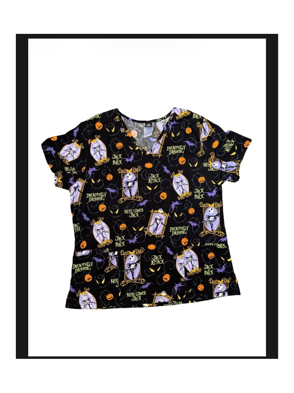 Disney Nightmare Before Christmas Large scrub top; Halloween